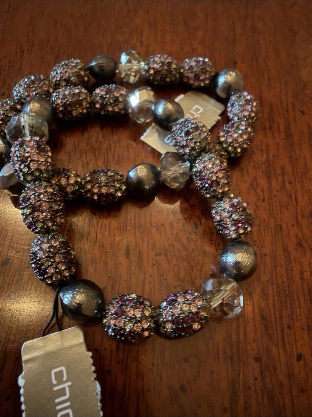 NWT TWO Chico's Purple Sparkly Estella Bracelets Originally $98+